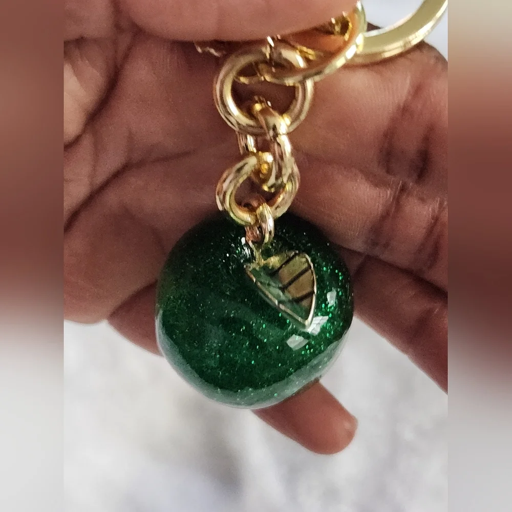 Glittery Green Apple Keychain C Logo Inspired Bag Charm